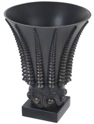 Casa Padrino luxury decorative vase bronze / black Ø 22 x H. 28 cm - Round brass flower vase with granite base - Luxury Quality