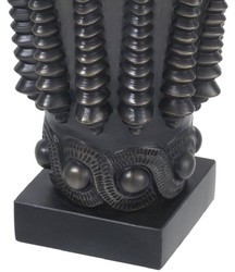 Casa Padrino luxury decorative vase bronze / black Ø 22 x H. 28 cm - Round brass flower vase with granite base - Luxury Quality