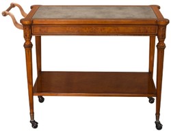 Casa Padrino carrello da portata barocco di lusso marrone chiaro 102 x 52 x A. 77 cm - Carrello in legno massello con lastra di vetro eglomizzato - Accessori per gastronomia barocco