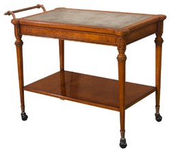 Casa Padrino carrello da portata barocco di lusso marrone chiaro 102 x 52 x A. 77 cm - Carrello in legno massello con lastra di vetro eglomizzato - Accessori per gastronomia barocco