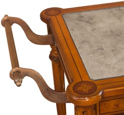 Casa Padrino carrello da portata barocco di lusso marrone chiaro 102 x 52 x A. 77 cm - Carrello in legno massello con lastra di vetro eglomizzato - Accessori per gastronomia barocco