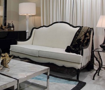 Luxus Barock Wohnzimmer Sofa Weiß Schwarz Luxury Baroque Living Room Sofa White Black