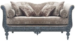 Handgeschmiedetes Luxus Barock Schmiedeeisen Sofa Hellgrau Hellblau Hand Forged Luxury Baroque Wrought Iron Sofa Light Gray Light Blue