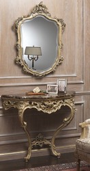 Luxus Barock Möbel Set Konsole mit Spiegel Gold Grau Braun Luxury Baroque Furniture Set Console with Mirror Gold Gray Brown