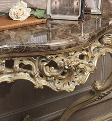 Luxus Barock Möbel Set Konsole mit Spiegel Gold Grau Braun Luxury Baroque Furniture Set Console with Mirror Gold Gray Brown