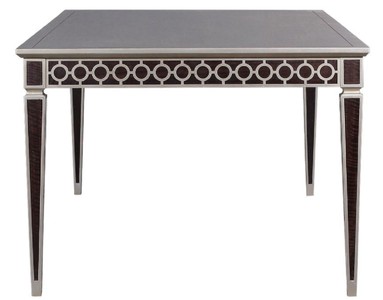 Casa Padrino Luxus Art Deco Esstisch Schwarz / Silber 240 x 110 x H. 78 cm - Edler Esszimmertisch - Art Deco Esszimmer Möbel