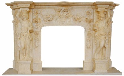 Casa Padrino luxury baroque fireplace surround beige 233 x 47 x H. 143 cm - Handcrafted fireplace surround made of high-quality marble - Noble & Magnificent