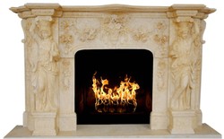Casa Padrino cornice del camino barocco di lusso beige 233 x 47 x A. 143 cm - Cornice per camini fatto a mano in marmo di alta qualità - Nobile e Magnifico