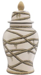Casa Padrino luxury porcelain vase beige Ø 31 x H. 67 cm - Round flower vase with lid - Decorative Accessories