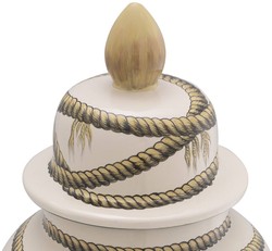 Casa Padrino luxury porcelain vase beige Ø 31 x H. 67 cm - Round flower vase with lid - Decorative Accessories