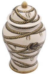 Casa Padrino luxury porcelain vase beige Ø 23 x H. 43 cm - Round flower vase with lid - Decorative Accessories