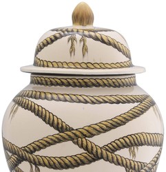 Casa Padrino luxury porcelain vase beige Ø 23 x H. 43 cm - Round flower vase with lid - Decorative Accessories