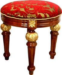 Pompöös by Casa Padrino luxury baroque stool round red pattern / brown gold Ø 50 cm - baroque stool designed by Harald Glööckler