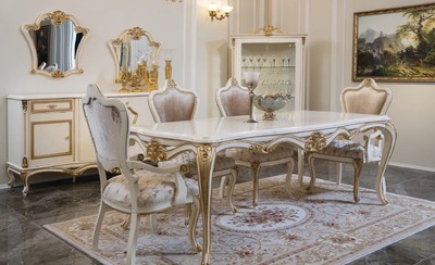 Casa Padrino luxury baroque dining room set pink / white / gold - 1 Dining Table & 6 Dining Chairs - Dining room furniture in baroque style - Noble & Magnificent