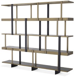 Casa Padrino cabinet mensola di lusso ottone / nero 230 x 40 x A. 200 cm - Armadio in acciaio inox - Armadio per libri - Armadio soggiorno - Armadio ufficio - Mobili di Lusso