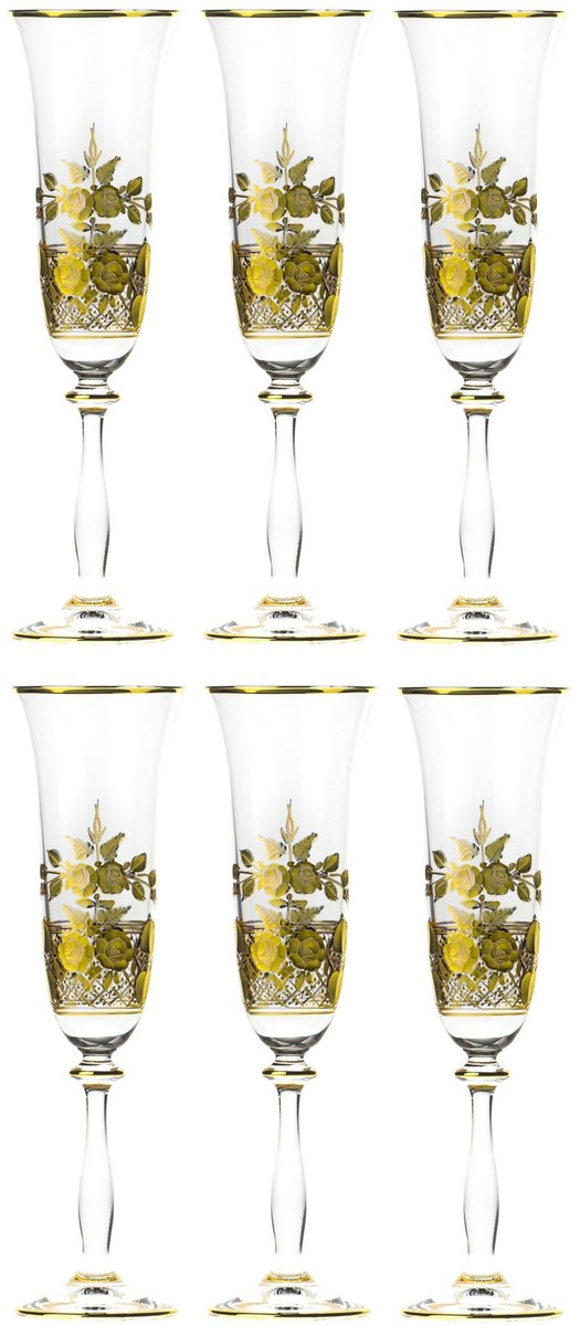 Casa Padrino ensemble de 6 verres à champagne baroque de luxe or Ø 7 x H. 24,5 cm - Verres à champagne faits et gravés à la main - Accessoires pour Hôtels et Restaurants - Qualité de Luxe Casa Padrino ensemble de 6 verres à champagne baroque de luxe or Ø 7 x H. 24,5 cm - Verres à champagne faits et gravés à la main - Accessoires pour Hôtels et Restaurants - Qualité de Luxe