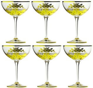 Casa Padrino Luxus Barock Champagnerglas 6er Set Gold Ø 11,5 x H. 16 cm - Handgefertigte und handgravierte Champagner Gläser - Hotel & Restaurant Accessoires - Luxus Qualität