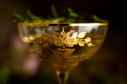 Casa Padrino ensemble de 6 verres à champagne baroque de luxe or Ø 11,5 x H. 16 cm - Verres à champagne faits et gravés à la main - Accessoires pour Hôtels et Restaurants - Qualité de Luxe