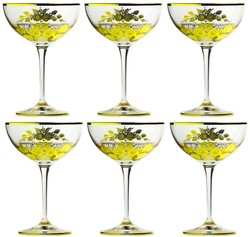 Casa Padrino ensemble de 6 verres à champagne baroque de luxe or Ø 11,5 x H. 16 cm - Verres à champagne faits et gravés à la main - Accessoires pour Hôtels et Restaurants - Qualité de Luxe