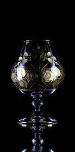 Casa Padrino Luxus Barock Brandy Glas 6er Set Gold Ø 9 x H. 14,5 cm - Handgefertigte und handgravierte Cognac Gläser - Hotel & Restaurant Accessoires - Luxus Qualität