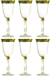 Casa Padrino conjunto de 6 copas de vino barrocos de lujo oro Ø 8 x A. 20 cm - Copas de vino hechas a mano y grabadas a mano - Accesorios para Hoteles y Restaurantes - Calidad de Lujo