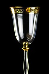 Casa Padrino conjunto de 6 copas de vino barrocos de lujo oro Ø 8 x A. 20 cm - Copas de vino hechas a mano y grabadas a mano - Accesorios para Hoteles y Restaurantes - Calidad de Lujo