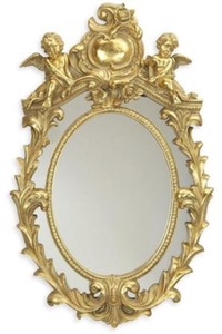 Casa Padrino baroque wall mirror gold 34.8 x H. 55 cm - Elegant baroque mirror with beautiful decorations and decorative angel figures - Baroque Furniture
