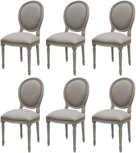 Casa Padrino luxury baroque dining room chair set medallion gray 48 x 50 x H. 95 cm - Handmade dining room chairs in baroque style - Baroque dining room furniture - Luxury Quality