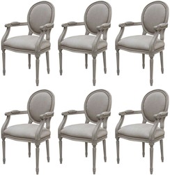 Luxus Barock Esszimmer Set 6 Medaillon Esszimmerstühle mit Armlehnen Grau Luxury Baroque Dining Room Set 6 Medallion Dining Chairs with Armrests Gray Luxus Barock Esszimmer Set 6 Medaillon Esszimmerstühle mit Armlehnen Grau Luxury Baroque Dining Room Set 6 Medallion Dining Chairs with Armrests Gray