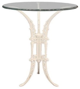 Casa Padrino luxury Art Nouveau side table white Ø 70 x H. 74 cm - Hand forged wrought iron table with glass top - Living Room Garden Patio Furniture