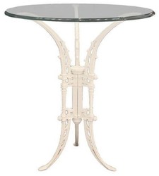 Casa Padrino tavolino Art Nouveau di lusso bianco Ø 70 x A. 74 cm - Tavolo in ferro battuto forgiato a mano con piano in vetro - Mobili da Soggiorno da Giardino da Terrazze