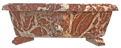 Casa Padrino baignoire baroque de luxe tête de lion rouge / blanc 180 cm - Baignoire autoportante en marbre - Accessoires de salle de bain - Noble & Magnifique