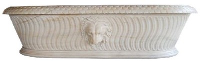 Casa Padrino bañera barroco de lujo cabeza de león blanco 204 x 107 x A. 53 cm - Bañera de mármol independiente - Accesorios de baño - Noble y Magnífico
