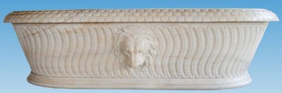 Casa Padrino Luxus Barock Badewanne Löwenkopf Weiß 204 x 107 x H. 53 cm - Freistehende Marmor Badewanne - Bad Accessoires - Edel & Prunkvoll