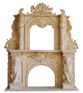 Casa Padrino marco de chimenea barroco de lujo beige 280 x 65 x A. 350 cm - Marco de chimenea hecho a mano de mármol de alta calidad - Noble y Magnífico
