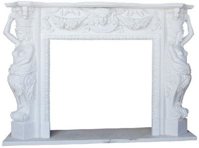 Casa Padrino marco de chimenea barroco de lujo blanco 180 x 40 x A. 140 cm - Magnífico marco de chimenea de mármol de alta calidad - Accesorios decorativos en estilo barroco