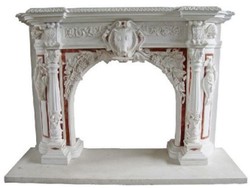 Casa Padrino cadre de cheminée baroque de luxe blanc / rouge 180 x 35 x H. 130 cm - Cadre de cheminée en marbre de haute qualité - Accessoires de décoration de style baroque - Nobles & Magnifique Casa Padrino cadre de cheminée baroque de luxe blanc / rouge 180 x 35 x H. 130 cm - Cadre de cheminée en marbre de haute qualité - Accessoires de décoration de style baroque - Nobles & Magnifique