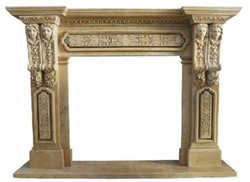 Casa Padrino luxury baroque fireplace surround yellow 200 x 38 x H. 150 cm - Handmade fireplace surround made of high-quality marble - Fireplace decoration accessories - Marble furniture in baroque style