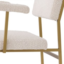 Casa Padrino luxury dining chair cream / brass 64 x 67 x H. 84 cm - Noble kitchen chair with armrests - Luxury dining room furniture