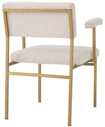 Casa Padrino luxury dining chair cream / brass 64 x 67 x H. 84 cm - Noble kitchen chair with armrests - Luxury dining room furniture
