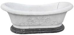 Casa Padrino baignoire baroque de luxe blanc / noir 180 cm - Baignoire autoportante en marbre - Accessoires de salle de bain - Noble & Magnifique