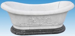 Casa Padrino baignoire baroque de luxe blanc / noir 180 cm - Baignoire autoportante en marbre - Accessoires de salle de bain - Noble & Magnifique