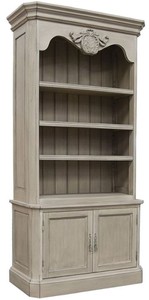 Handgefertigter Luxus Landhausstil Massivholz Bücherschrank Schrank Grau Handcrafted Luxury Country Style Solid Wood Bookcase Cabinet Gray
