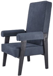 Casa Padrino luxury genuine leather high back armchair blue / black 70 x 78 x H. 123 cm - Living room armchair with fine buffalo leather - Luxury Furniture