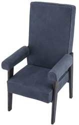 Casa Padrino luxury genuine leather high back armchair blue / black 70 x 78 x H. 123 cm - Living room armchair with fine buffalo leather - Luxury Furniture