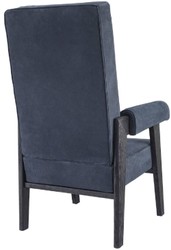 Casa Padrino luxury genuine leather high back armchair blue / black 70 x 78 x H. 123 cm - Living room armchair with fine buffalo leather - Luxury Furniture
