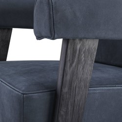 Casa Padrino luxury genuine leather high back armchair blue / black 70 x 78 x H. 123 cm - Living room armchair with fine buffalo leather - Luxury Furniture