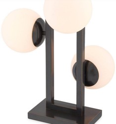 Casa Padrino luxury table lamp bronze / white 35 x 37.5 x H. 65.5 cm - Elegant desk lamp with round glass lampshades - Luxury Lights