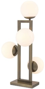 Casa Padrino luxury table lamp brass / white 35 x 37.5 x H. 65.5 cm - Elegant desk lamp with round glass lampshades - Luxury Lights