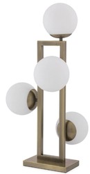 Casa Padrino lampada da tavolo di lusso ottone / bianco 35 x 37,5 x A. 65,5 cm - Elegante lampada da scrivania con paralumi rotondi in vetro - Luci di Lusso